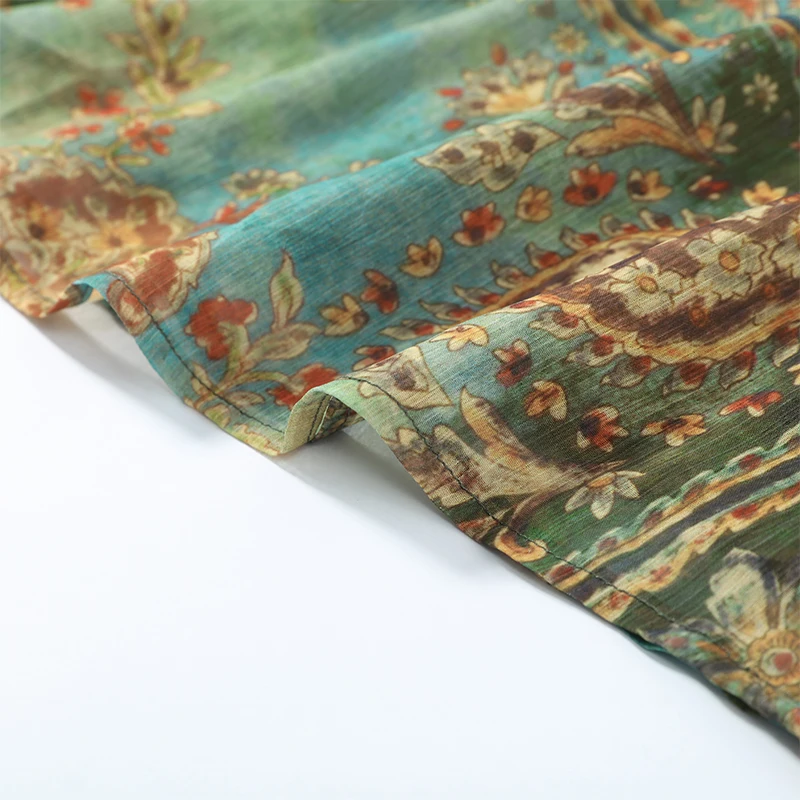 Women Vintage Paisley Print High Waist Maxi Skirt Elastic Waist Boho Retro Style Casual Streetwear Fashion Trendy New Arrival