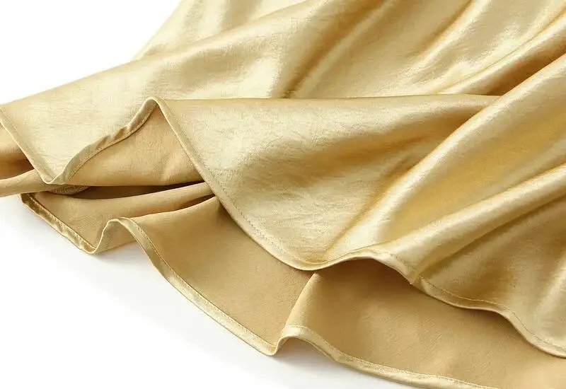 Women Summer Satin Long Skirt 2025 Trendy Elegant High Waist Solid Color Luxury Faldas