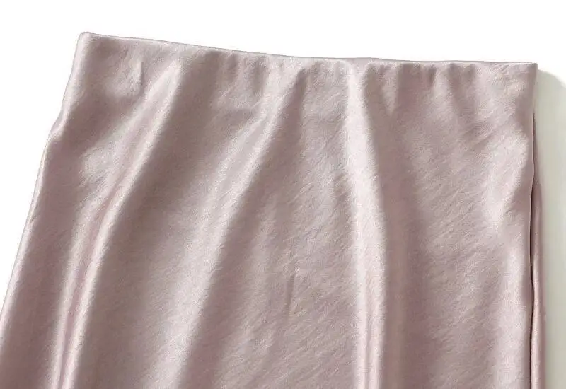 Women Summer Satin Long Skirt 2025 Trendy Elegant High Waist Solid Color Luxury Faldas