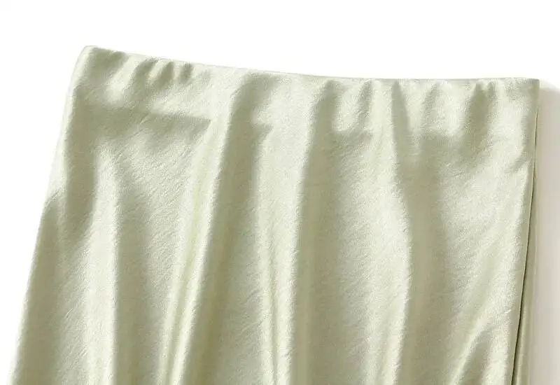Women Summer Satin Long Skirt 2025 Trendy Elegant High Waist Solid Color Luxury Faldas