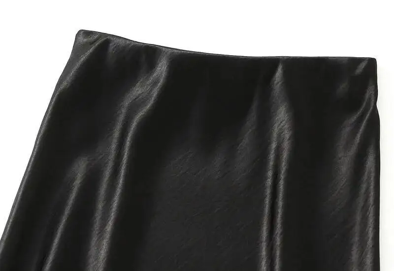 Women Summer Satin Long Skirt 2025 Trendy Elegant High Waist Solid Color Luxury Faldas