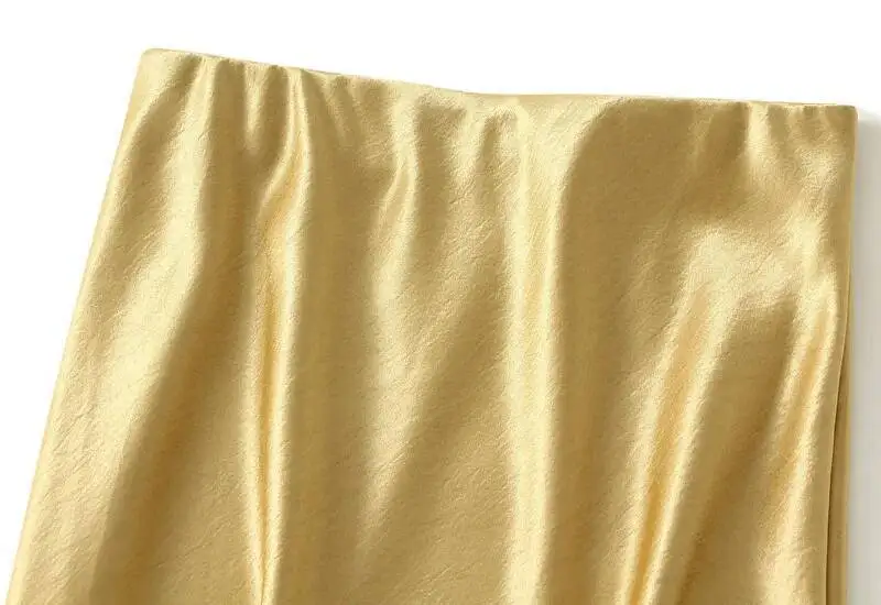 Women Summer Satin Long Skirt 2025 Trendy Elegant High Waist Solid Color Luxury Faldas