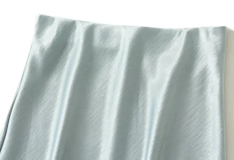 Women Summer Satin Long Skirt 2025 Trendy Elegant High Waist Solid Color Luxury Faldas
