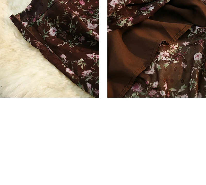 New Women Slim Elegant Skirts Vintage Floral Print A-line Mermaid Long Skirts Summer Streetwear High Waist Chiffon Holiday Skirt