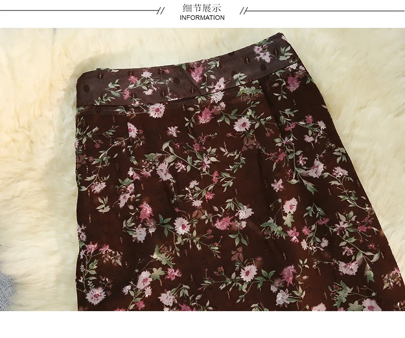 New Women Slim Elegant Skirts Vintage Floral Print A-line Mermaid Long Skirts Summer Streetwear High Waist Chiffon Holiday Skirt
