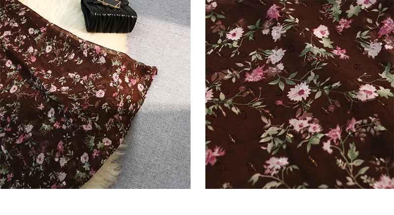 New Women Slim Elegant Skirts Vintage Floral Print A-line Mermaid Long Skirts Summer Streetwear High Waist Chiffon Holiday Skirt