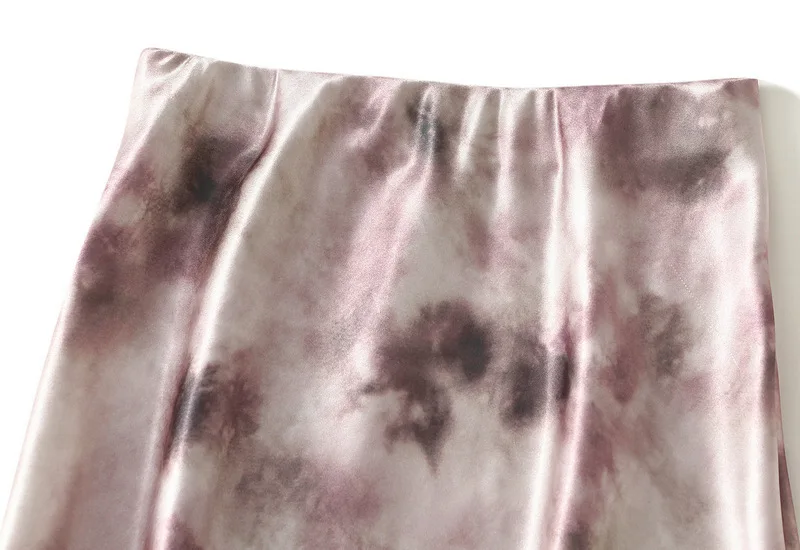 New In Chinese Style Ink Print Satin Long Skirts Women's 2025 Spring Summer Elegant High Waist Faldas