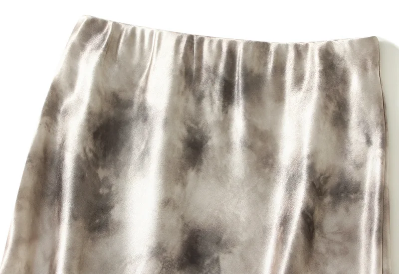 New In Chinese Style Ink Print Satin Long Skirts Women's 2025 Spring Summer Elegant High Waist Faldas