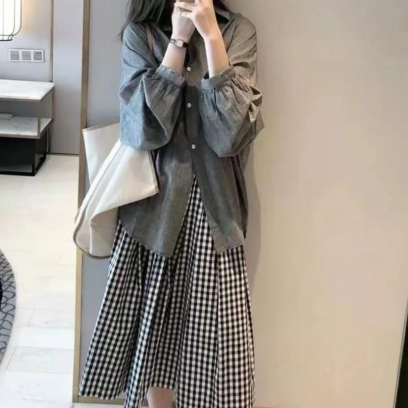 Plaid Skirt Women's Clothing High Waist Big Swing Japanese Jupe 2025 Faldas Mujer De Moda Vintage Saia Fashion Korean Skirts