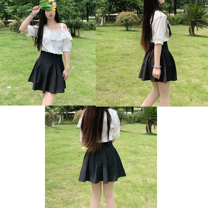 Lucyever Fashion Women Zipper High Waist Mini Skirt Korean Style Anti-Glare Pleated Skirt Female Show Leg Length A-Line Skirts
