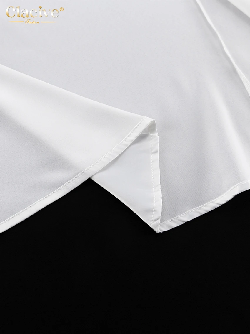 Clacive Sexy Loose White Satin Skirts For Women 2024 Fashion High Waist Long Skirt Elegant Chic Slit Skirt Female Clothing