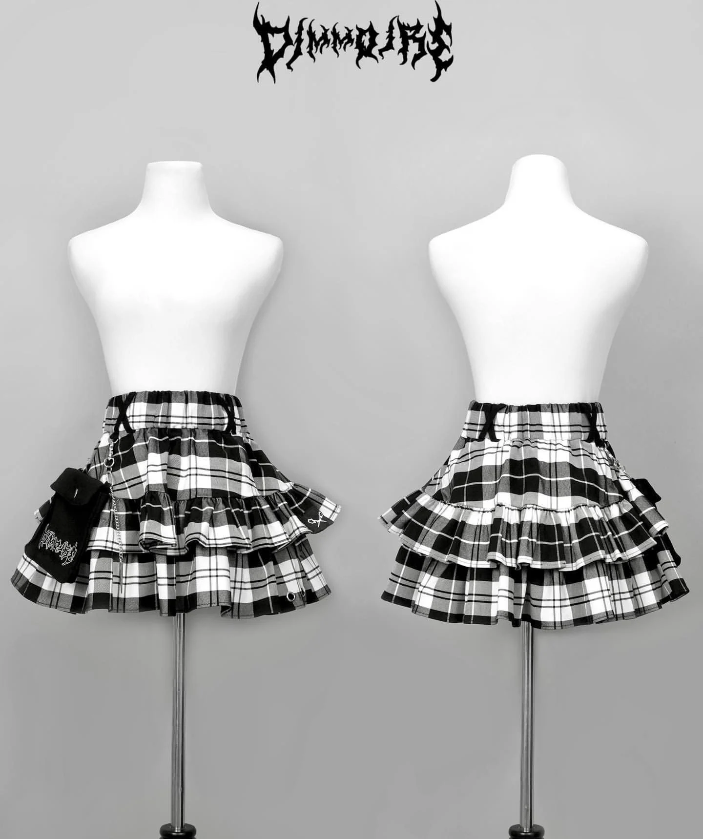 Japanese Harajuku Punk College Style Plaid Cake Ultra Short Skirt Subculture Y2k Girl Autumn High Waist Mini Skirt with Waistbag