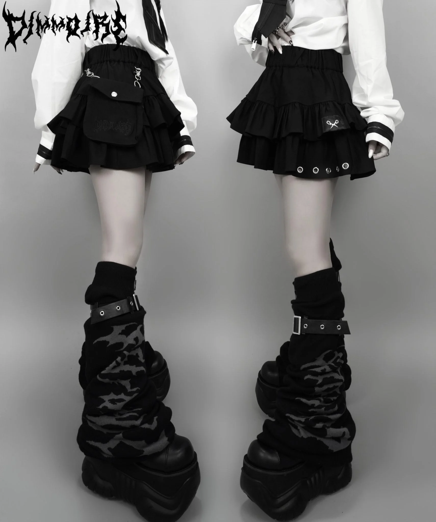 Japanese Harajuku Punk College Style Plaid Cake Ultra Short Skirt Subculture Y2k Girl Autumn High Waist Mini Skirt with Waistbag