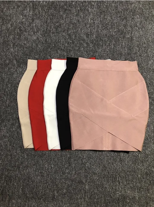 42CM Length Bandage Skirts Women Sexy High Waist Bodycon Mini Asymmetric Skirt Elastic High Street Evening Club Party Bottoms