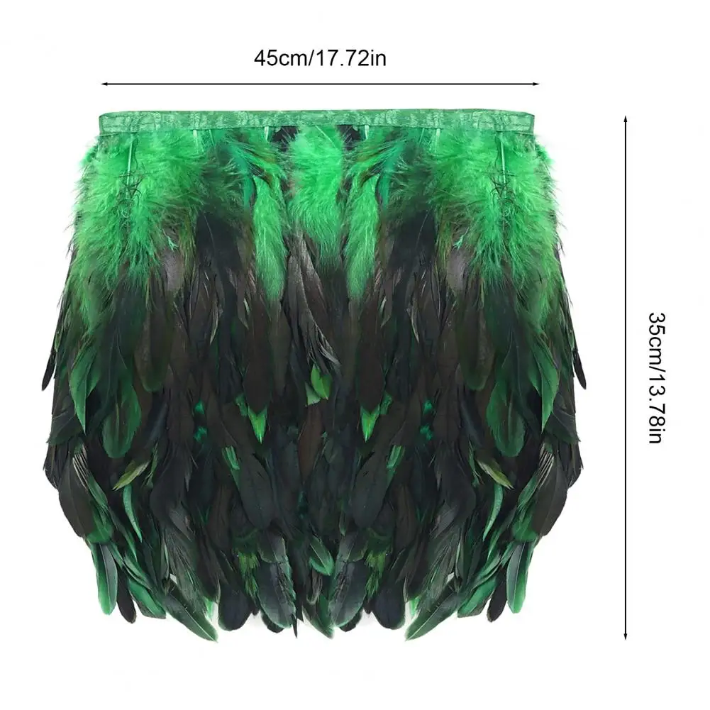 Womens Faux Feather Mini Skirt Elastic Mid Waist A-line Skirt Ladies Mardi Gras Outfit Festivals Carnival Dance Party Supplies