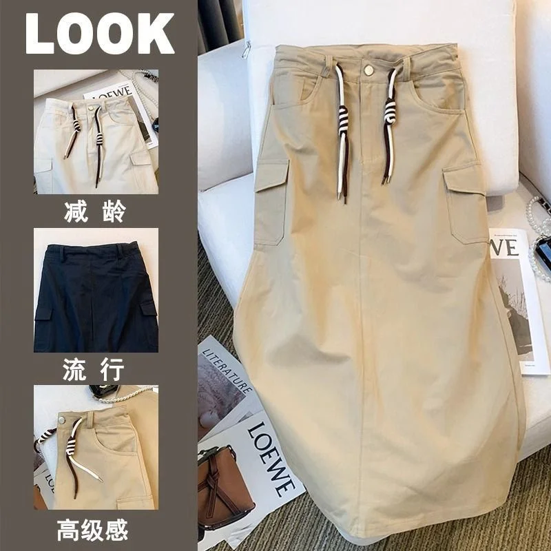 Skirt Women Women's Skirt Woman Clothing Workwear Skirt Women's Autumn Large Size High Waist Slim Pocket Joker Split Long Skirt