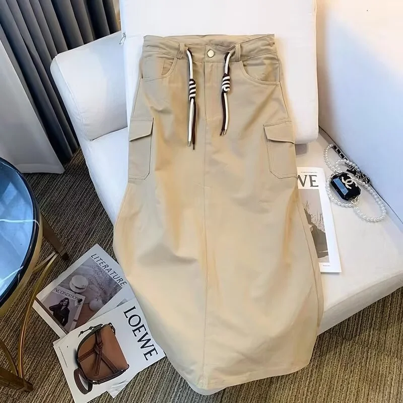 Skirt Women Women's Skirt Woman Clothing Workwear Skirt Women's Autumn Large Size High Waist Slim Pocket Joker Split Long Skirt