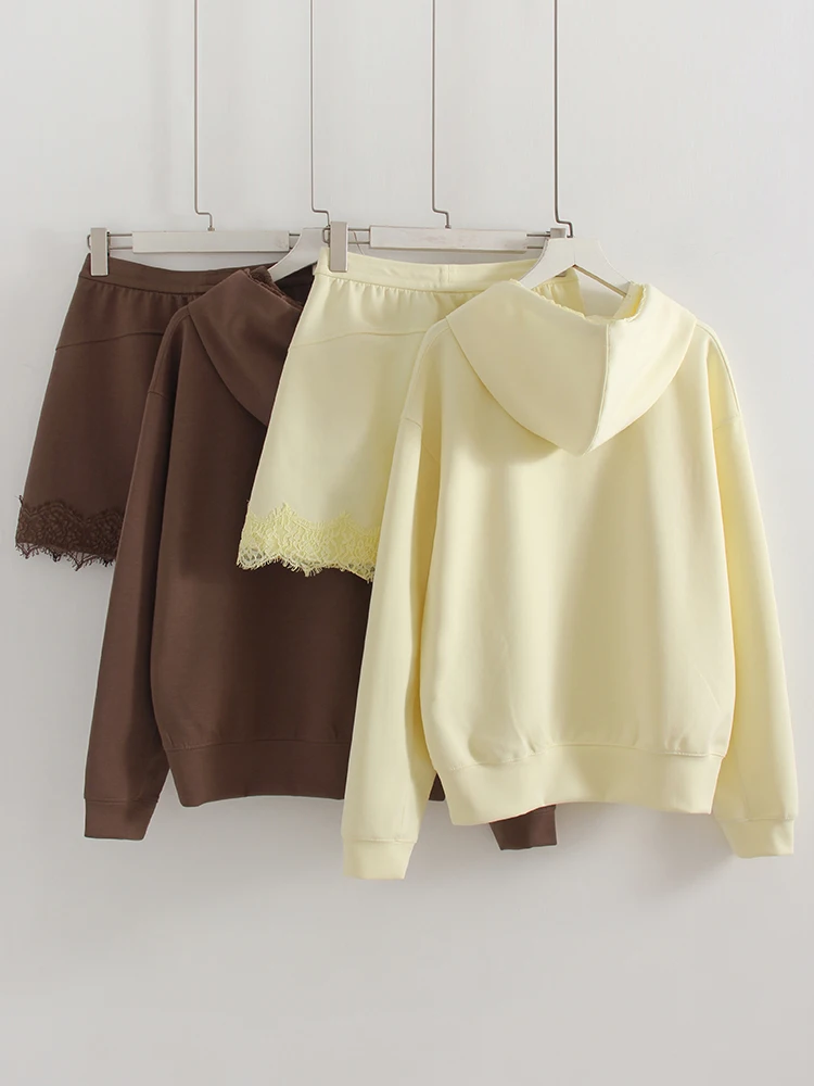 Streamgirl Lace Mini Skirts Women Elegant Brown A Line Skirt With Pockets Stretch Waist Short Yellow Skirt Mini Lace For Women