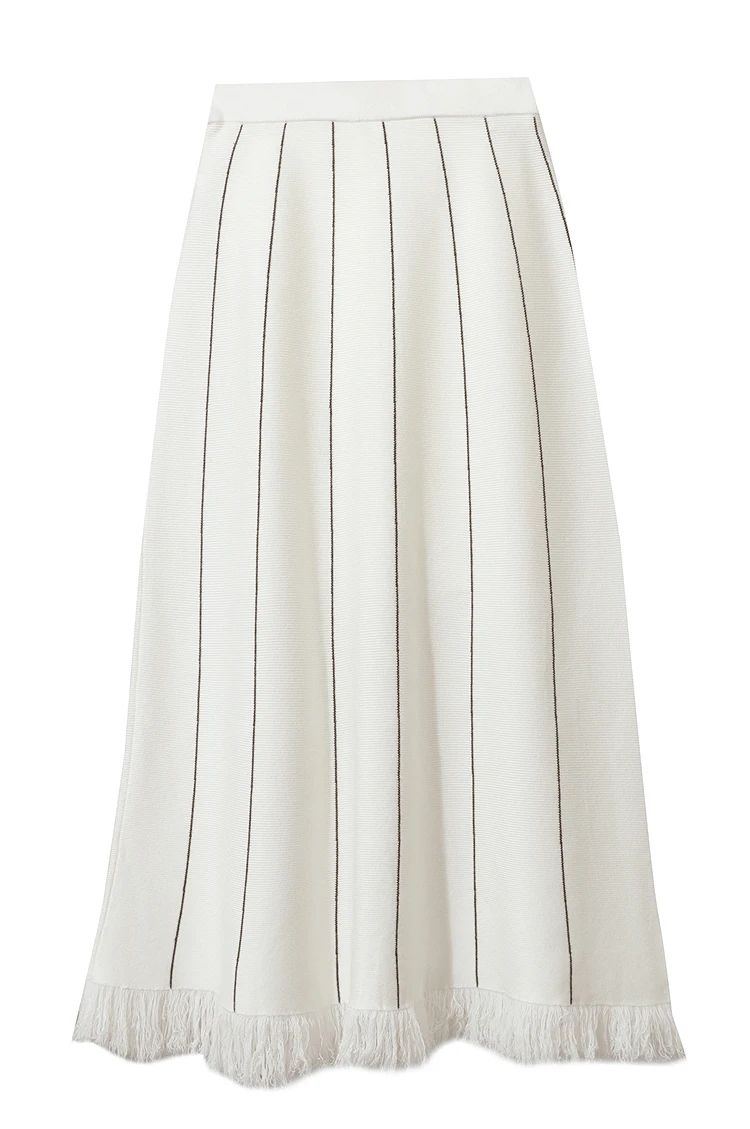 Amii Women's Skirt 2026 Winter New Knitting Striped Tassel A-Line Skirts For Women Versatile Loose Clothing Ladies 12544168
