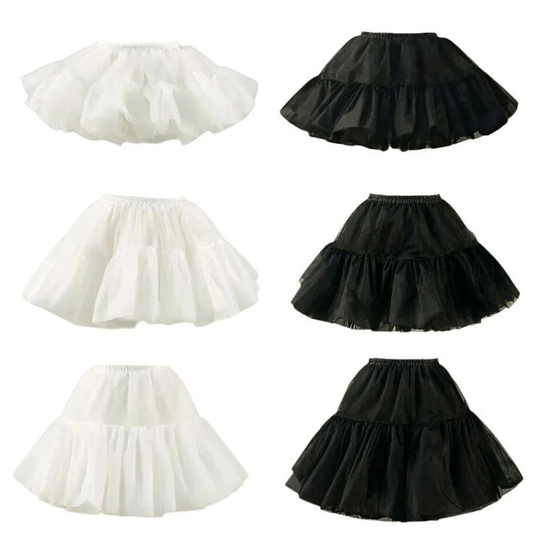 Women 25/35/45cm Skirt 1950s Bubble Skirt Double Layer Pleated Ruffled Petticoat Underskirt for Costume Party