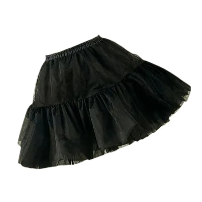 Women 25/35/45cm Skirt 1950s Bubble Skirt Double Layer Pleated Ruffled Petticoat Underskirt for Costume Party
