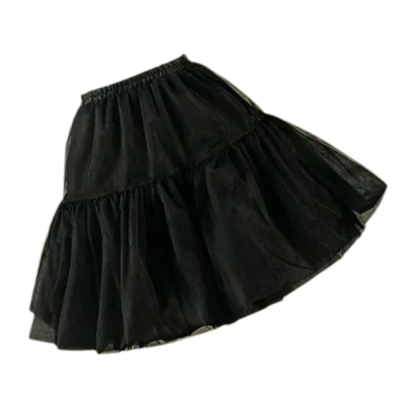 Women 25/35/45cm Skirt 1950s Bubble Skirt Double Layer Pleated Ruffled Petticoat Underskirt for Costume Party