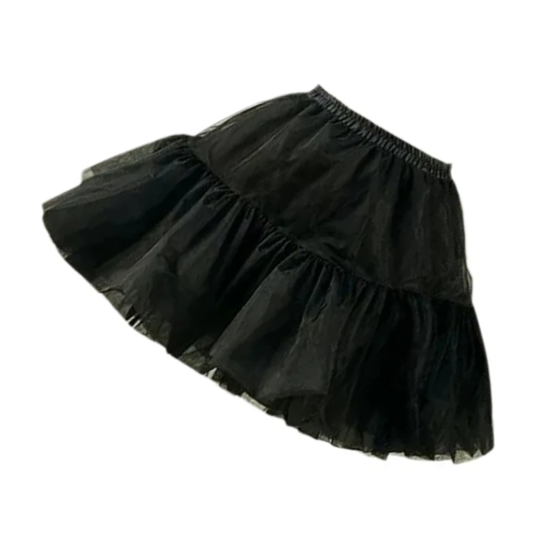 Women 25/35/45cm Skirt 1950s Bubble Skirt Double Layer Pleated Ruffled Petticoat Underskirt for Costume Party