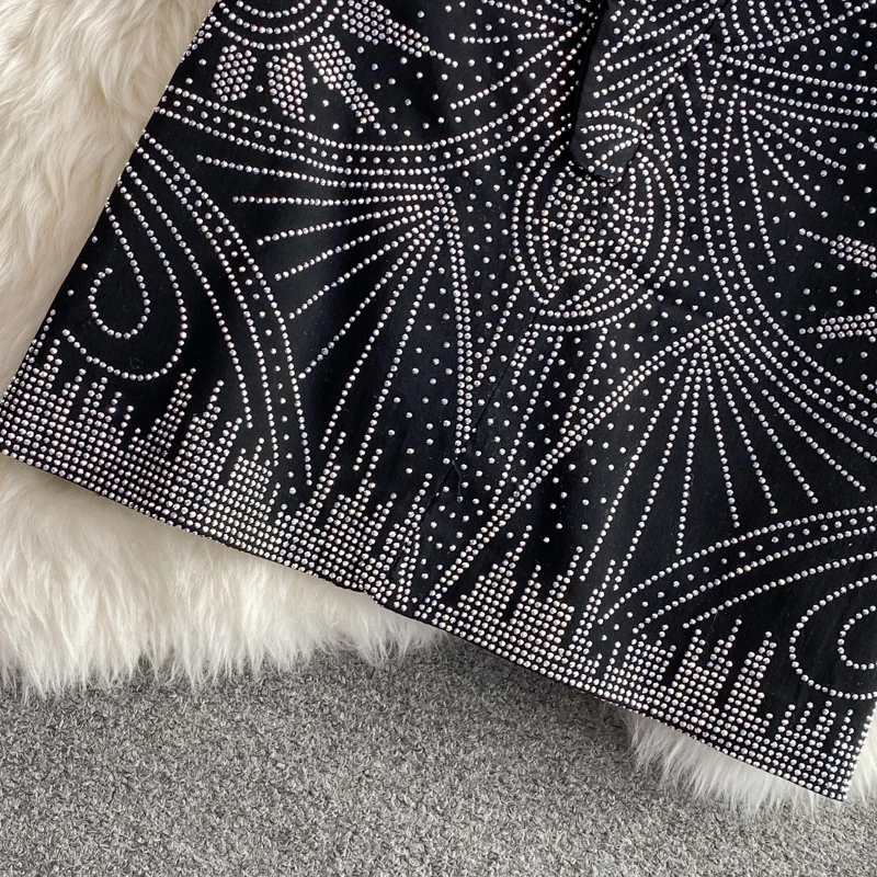 Women's High Waist Beading Skirt, Package Hips Skirts, Korean Style, A-line Slim Women's Clothing, Autumn Fashion, Dropshipping