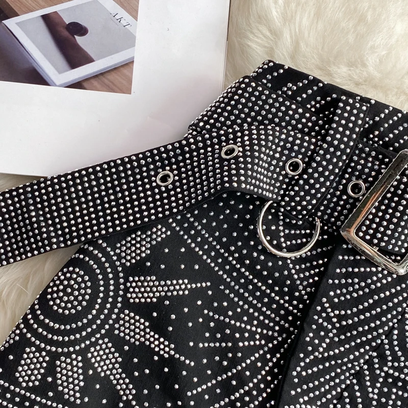 Women's High Waist Beading Skirt, Package Hips Skirts, Korean Style, A-line Slim Women's Clothing, Autumn Fashion, Dropshipping