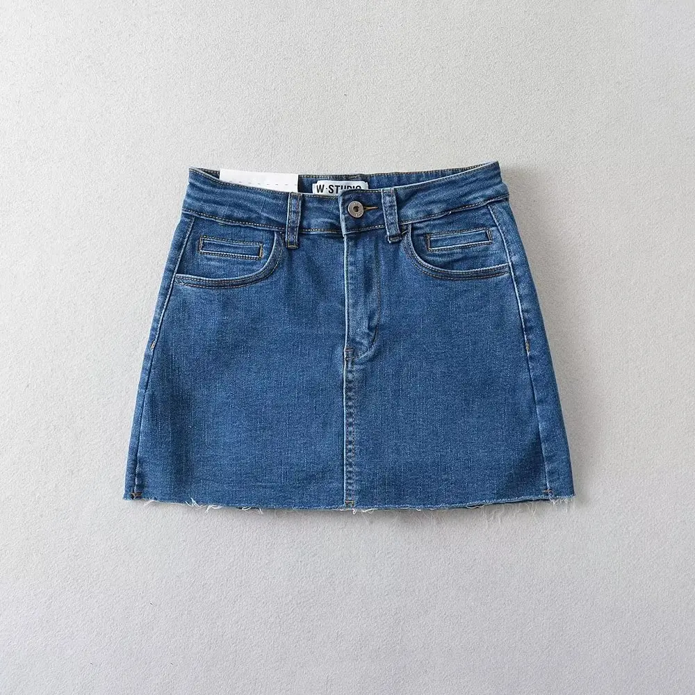 Mini Denim Skirt With Pockets Y2k Streetwear Sexy High Waist Vintage Jean Coquette Shorts Skirt For Women Summer 2023
