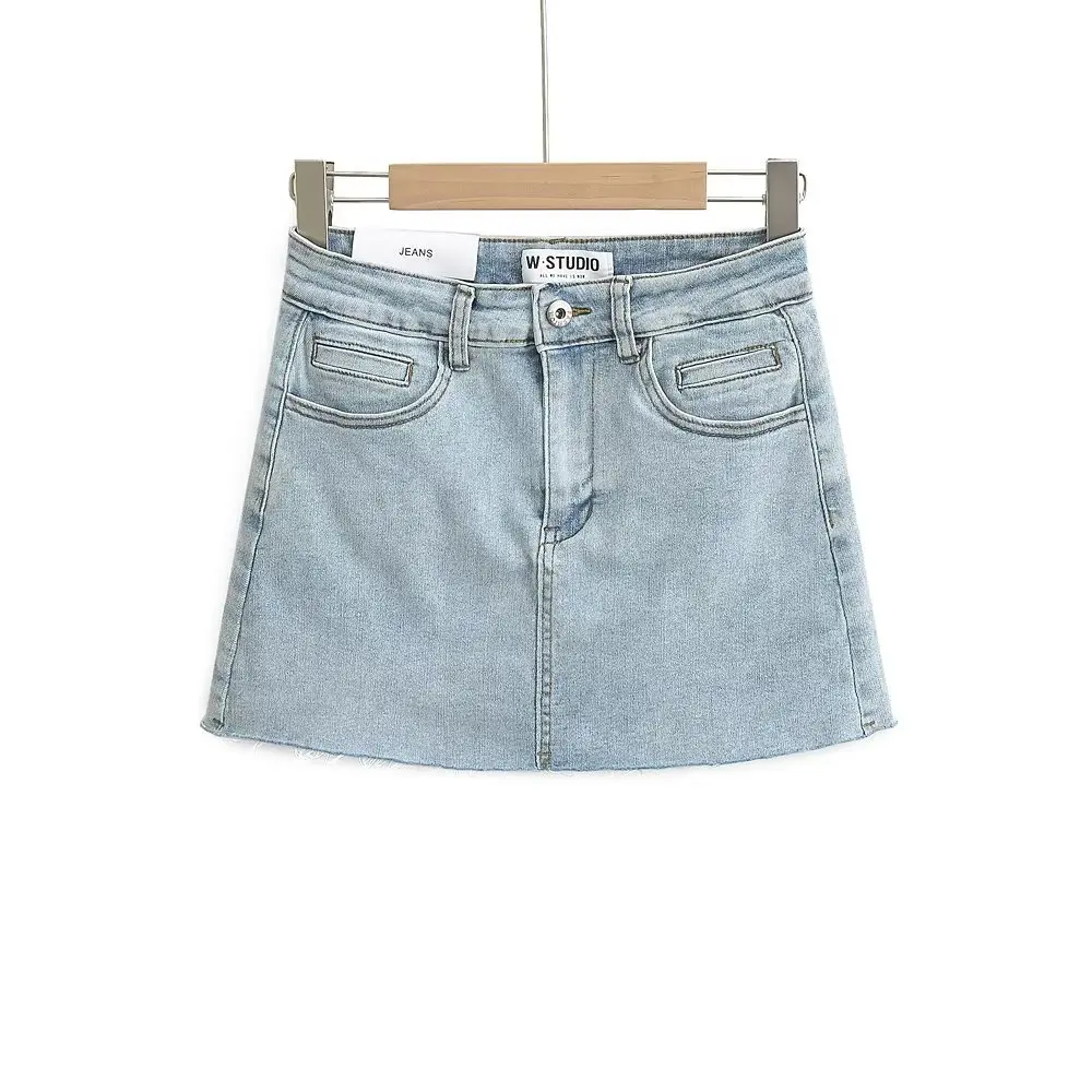 Mini Denim Skirt With Pockets Y2k Streetwear Sexy High Waist Vintage Jean Coquette Shorts Skirt For Women Summer 2023