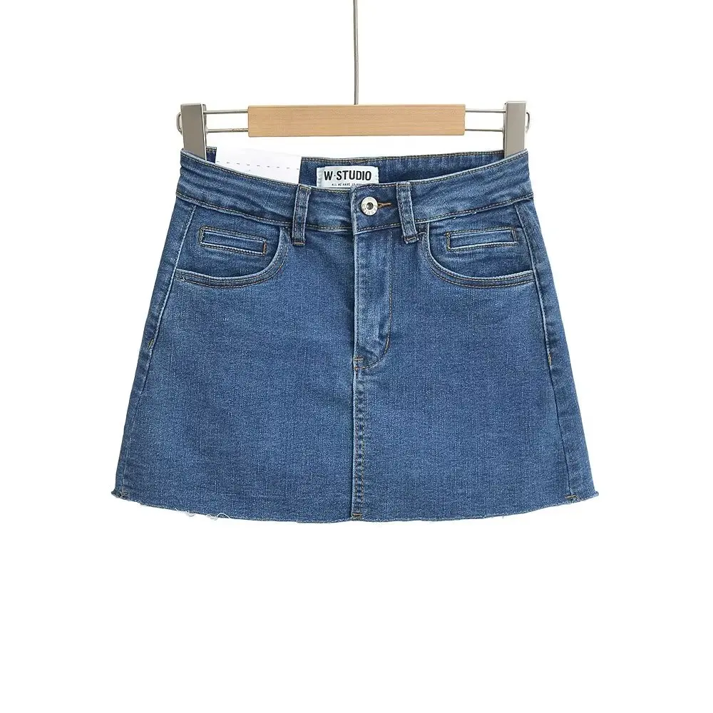 Mini Denim Skirt With Pockets Y2k Streetwear Sexy High Waist Vintage Jean Coquette Shorts Skirt For Women Summer 2023