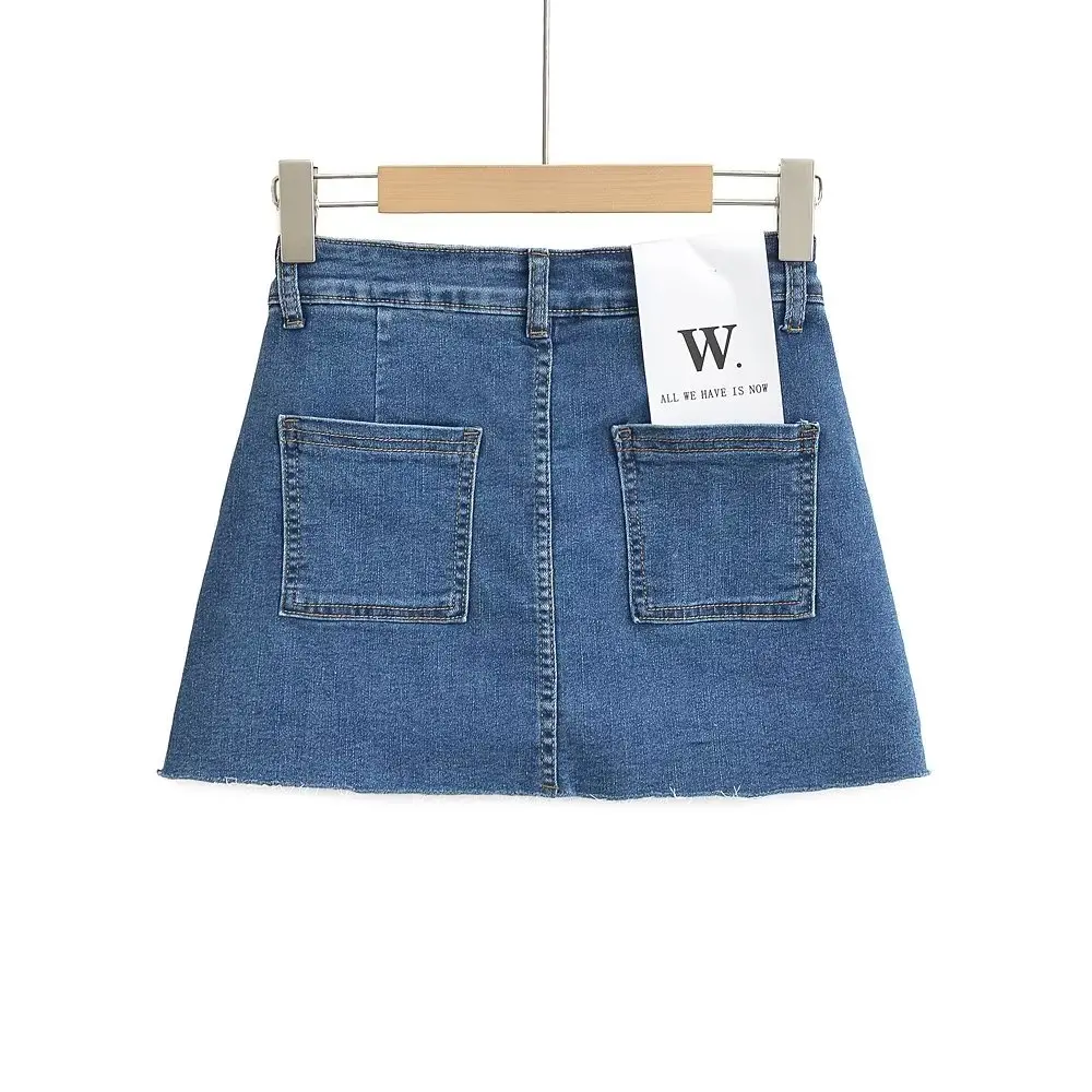 Mini Denim Skirt With Pockets Y2k Streetwear Sexy High Waist Vintage Jean Coquette Shorts Skirt For Women Summer 2023