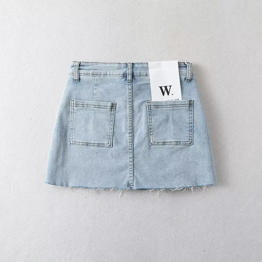 Mini Denim Skirt With Pockets Y2k Streetwear Sexy High Waist Vintage Jean Coquette Shorts Skirt For Women Summer 2023