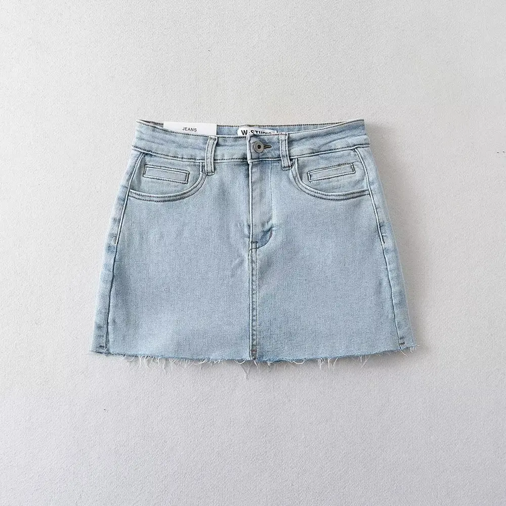 Mini Denim Skirt With Pockets Y2k Streetwear Sexy High Waist Vintage Jean Coquette Shorts Skirt For Women Summer 2023