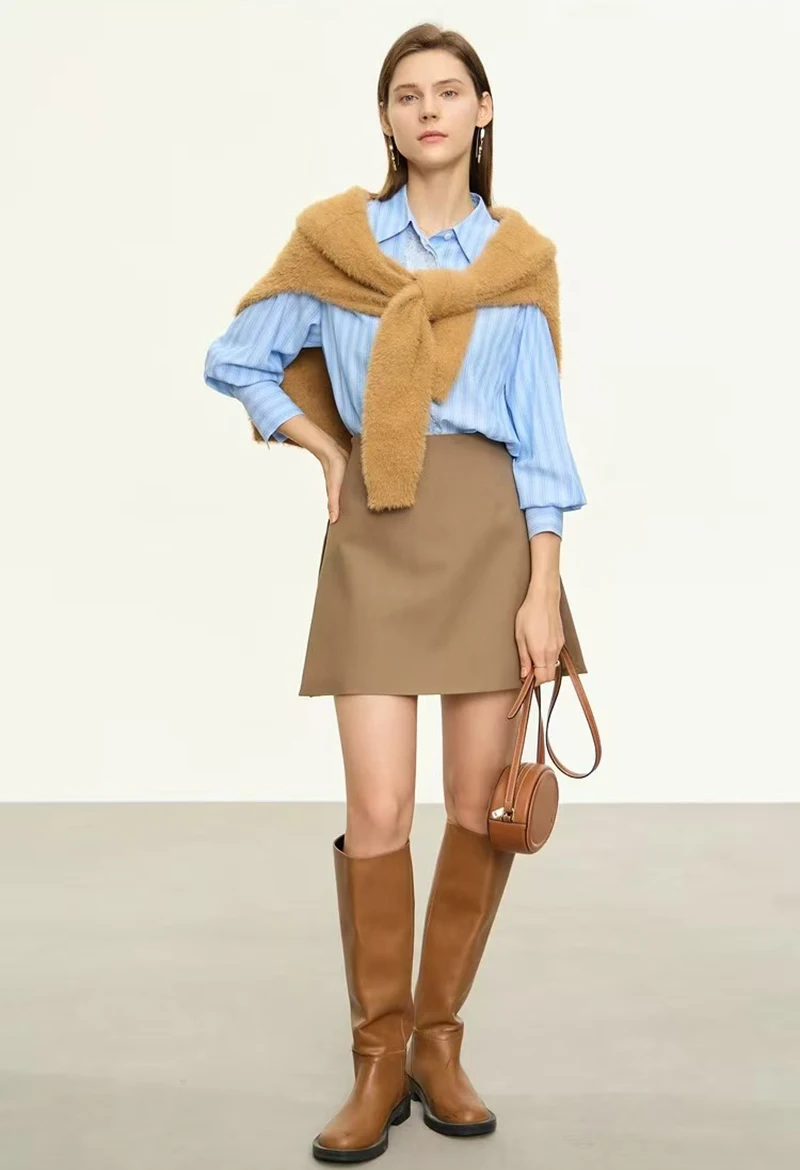 Women Simple Casual Shorts Skirts Korean High Waist Office Lady Commuting Straight A Line Skirts Solid All Match Female Skirts