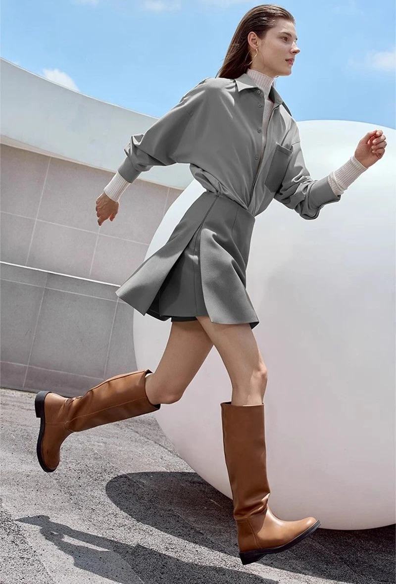 Women Simple Casual Shorts Skirts Korean High Waist Office Lady Commuting Straight A Line Skirts Solid All Match Female Skirts
