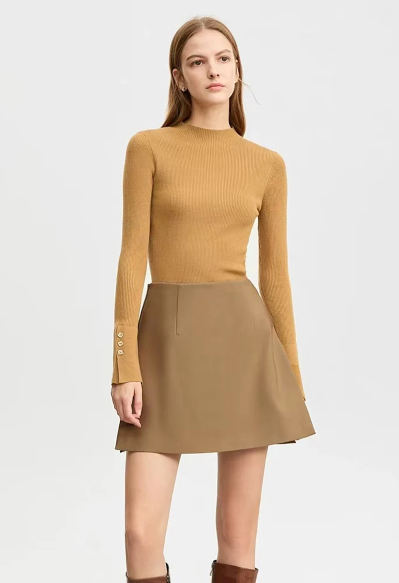 Women Simple Casual Shorts Skirts Korean High Waist Office Lady Commuting Straight A Line Skirts Solid All Match Female Skirts