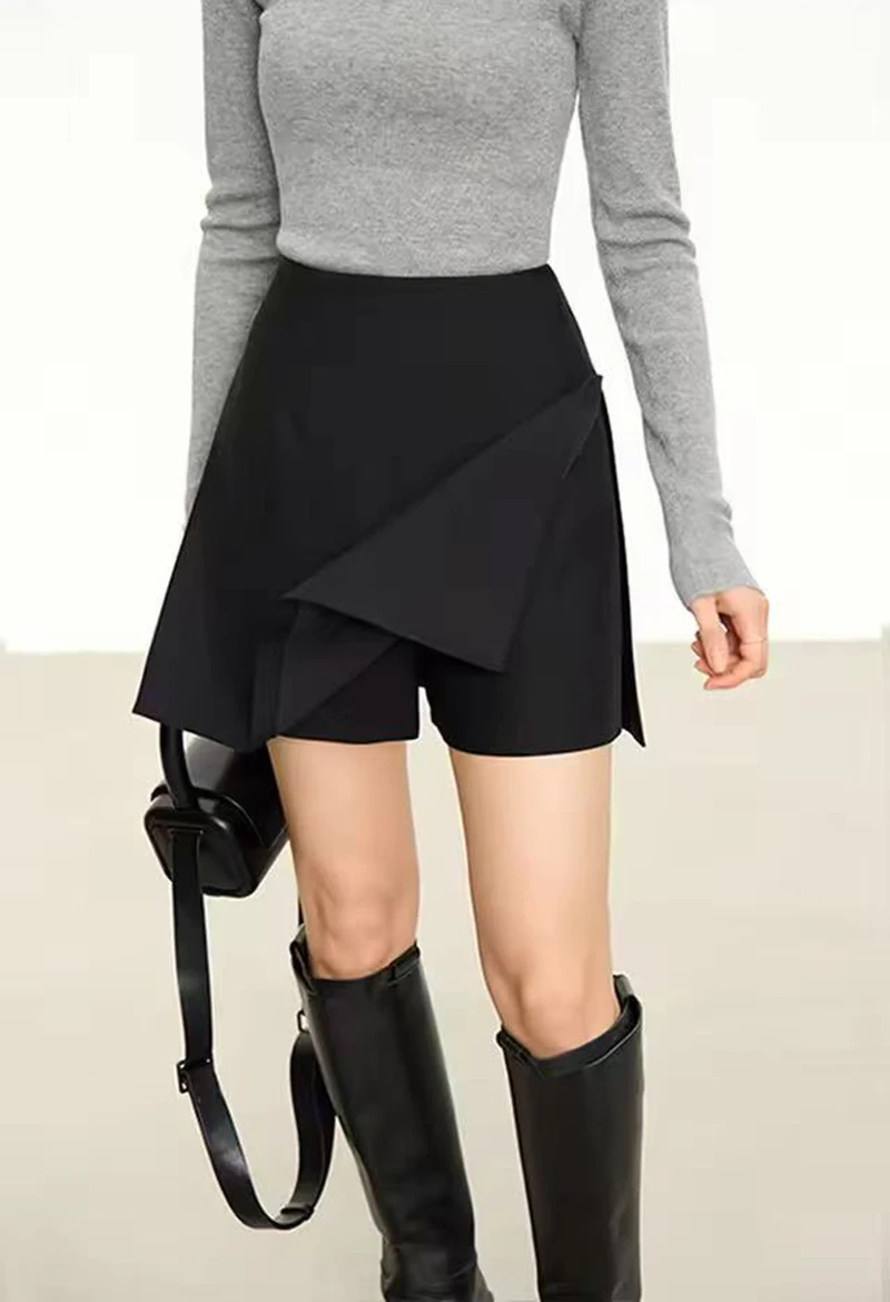 Women Simple Casual Shorts Skirts Korean High Waist Office Lady Commuting Straight A Line Skirts Solid All Match Female Skirts