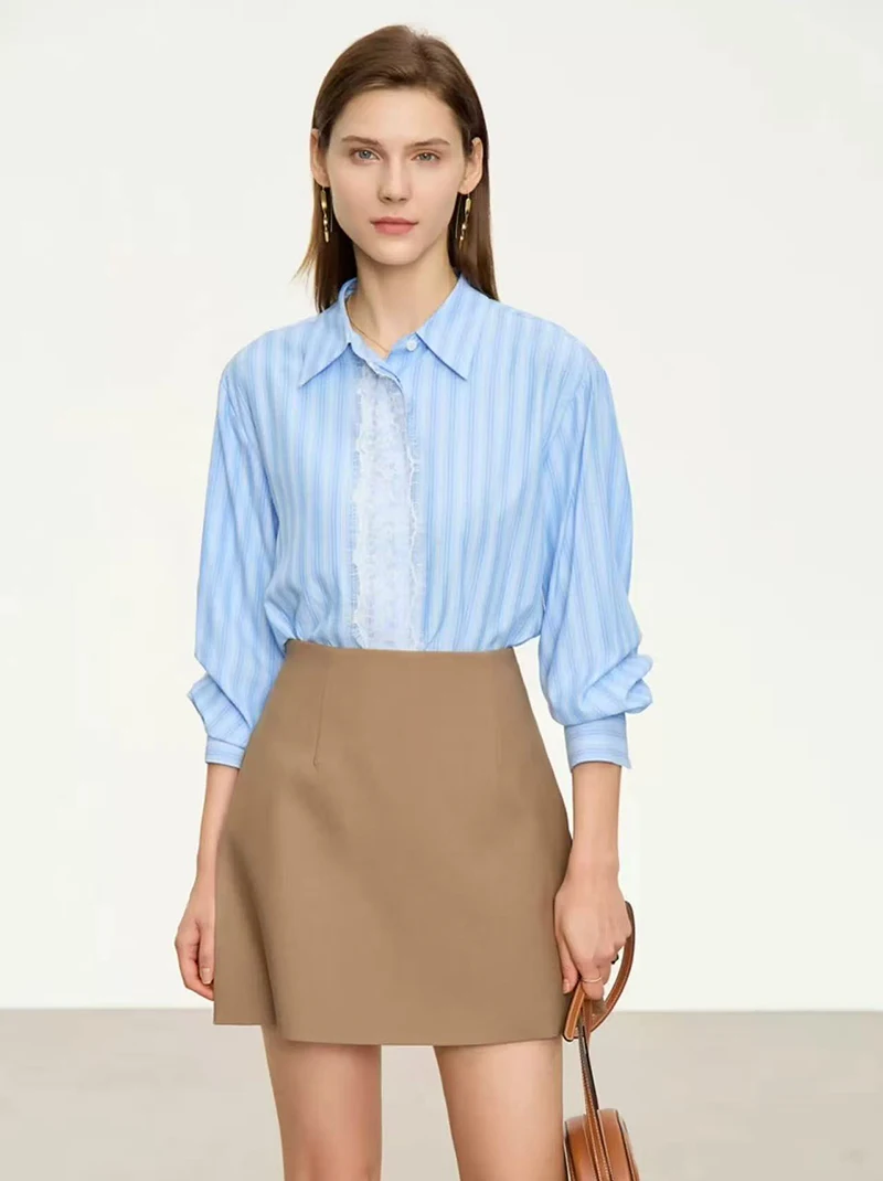 Women Simple Casual Shorts Skirts Korean High Waist Office Lady Commuting Straight A Line Skirts Solid All Match Female Skirts