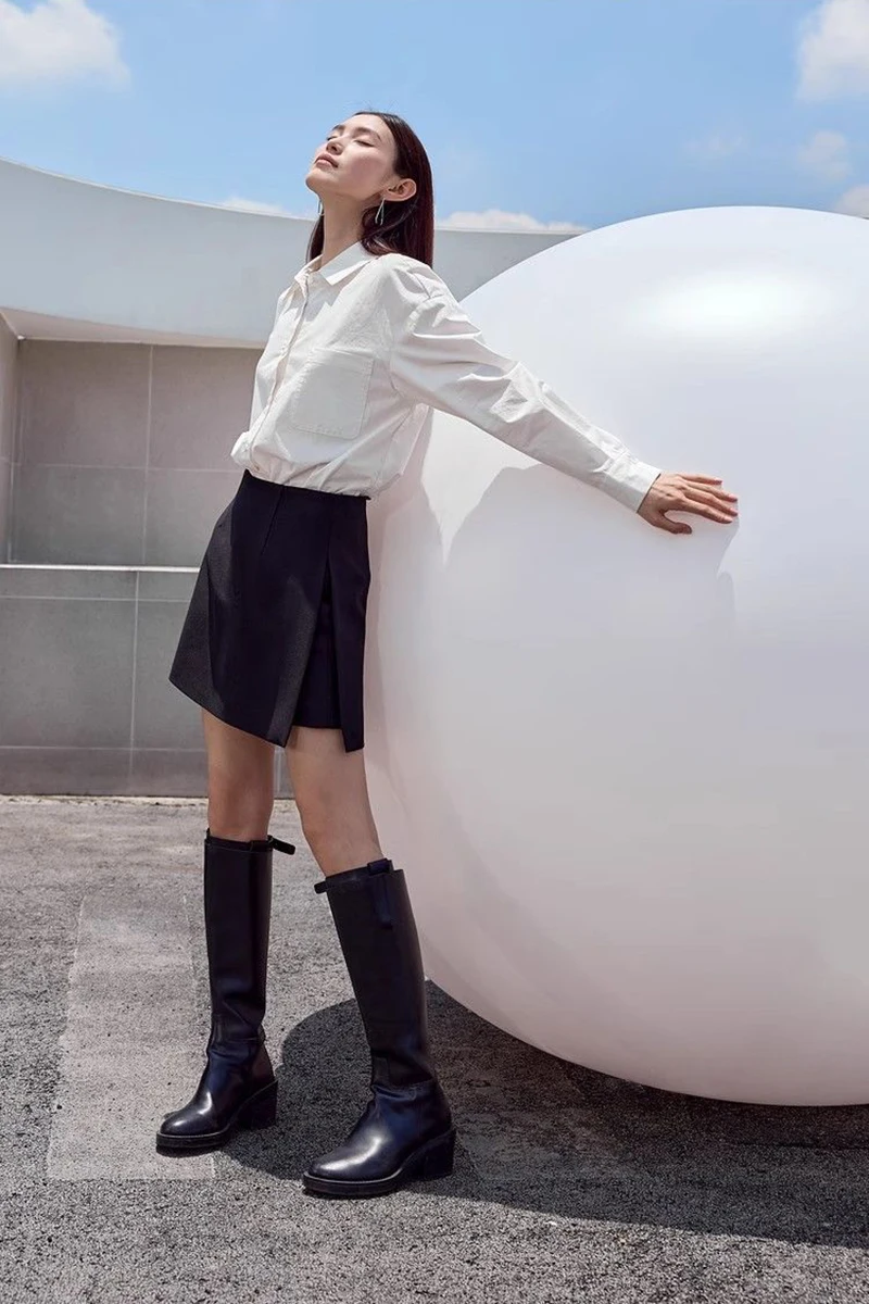 Women Simple Casual Shorts Skirts Korean High Waist Office Lady Commuting Straight A Line Skirts Solid All Match Female Skirts