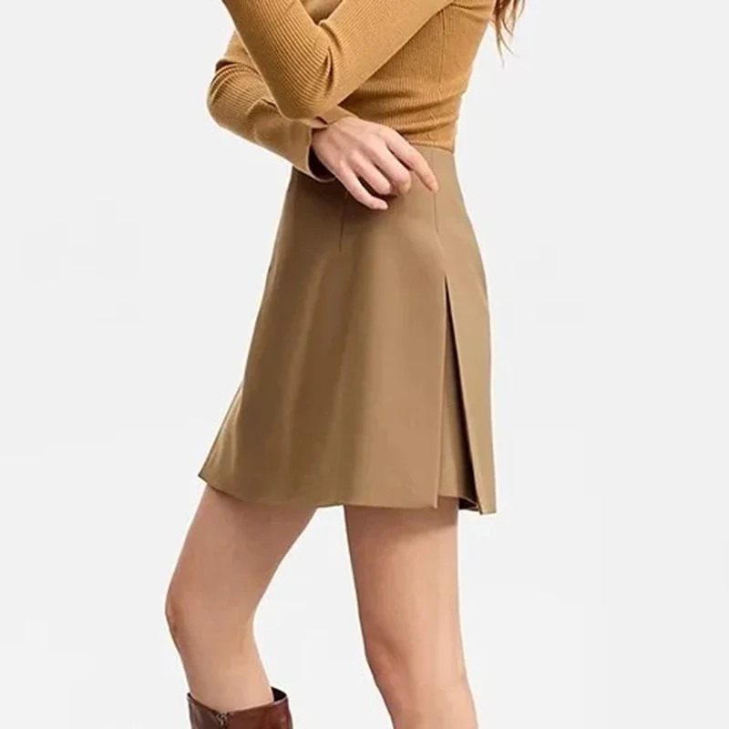 Women Simple Casual Shorts Skirts Korean High Waist Office Lady Commuting Straight A Line Skirts Solid All Match Female Skirts