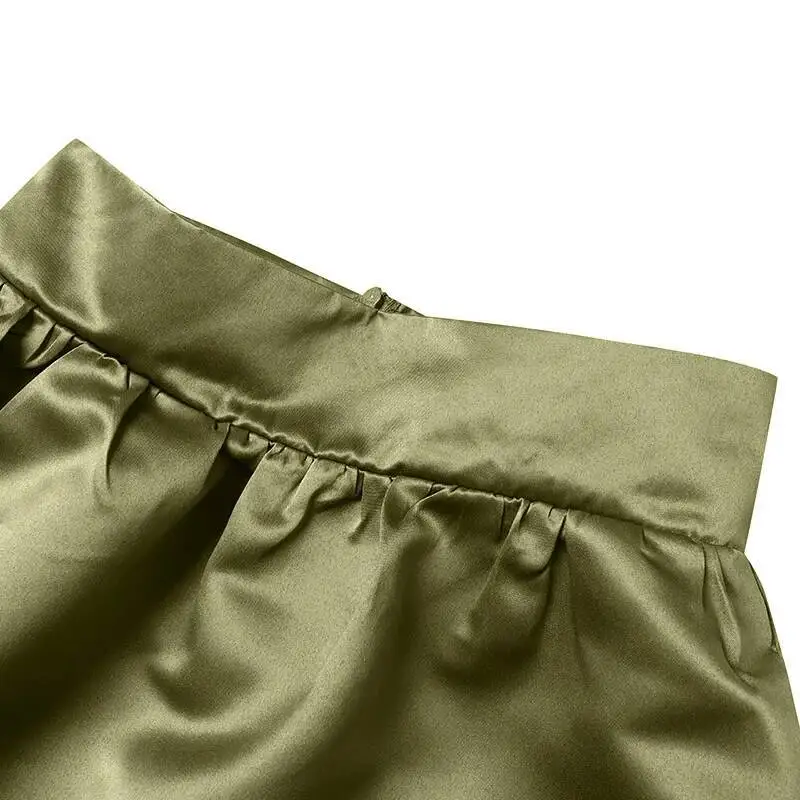 Bohemian Women Satin Silk Long Skirts Cotton Solid Elegant Loose Sundress Femme Elastic Waist Oversized Casual Dresses ONSJ