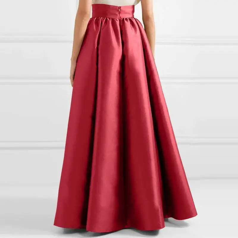 Bohemian Women Satin Silk Long Skirts Cotton Solid Elegant Loose Sundress Femme Elastic Waist Oversized Casual Dresses ONSJ