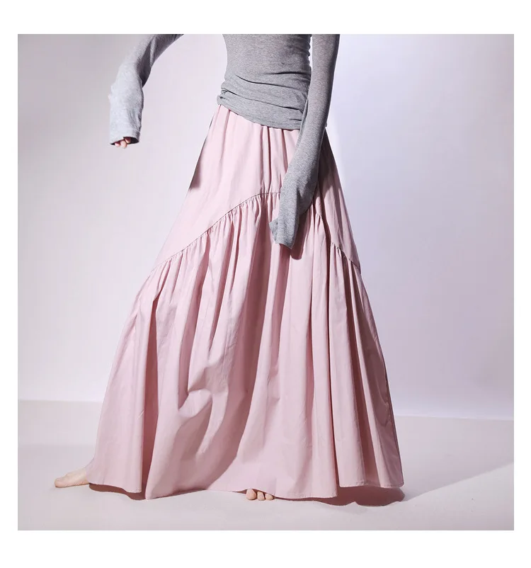 Real Photo Good Quality Women Summer Cotton Elegant White Long Skirts High Waist A-Line Boho Maxi Skirts Faldas Femme Streetwear