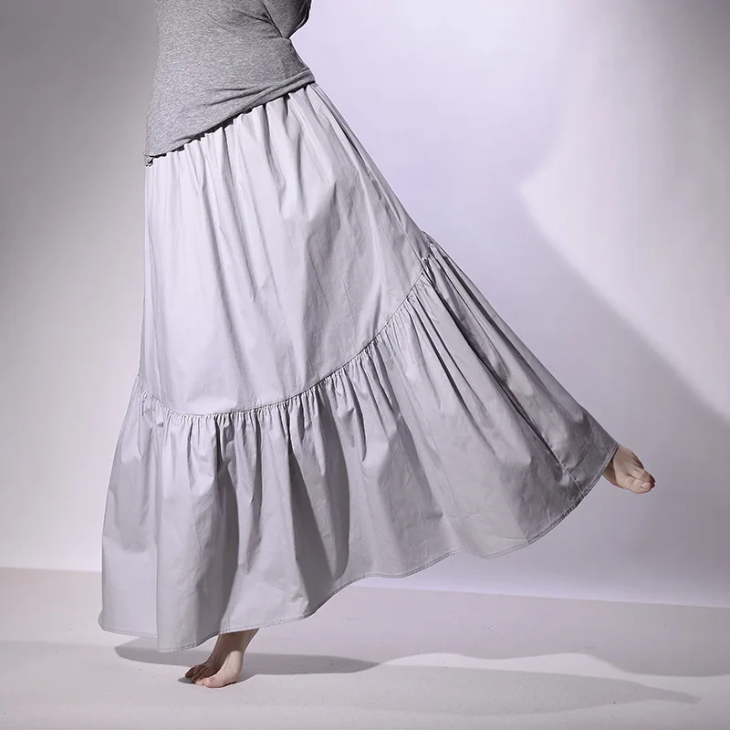 Real Photo Good Quality Women Summer Cotton Elegant White Long Skirts High Waist A-Line Boho Maxi Skirts Faldas Femme Streetwear