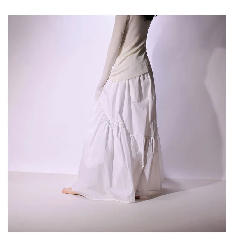 Real Photo Good Quality Women Summer Cotton Elegant White Long Skirts High Waist A-Line Boho Maxi Skirts Faldas Femme Streetwear