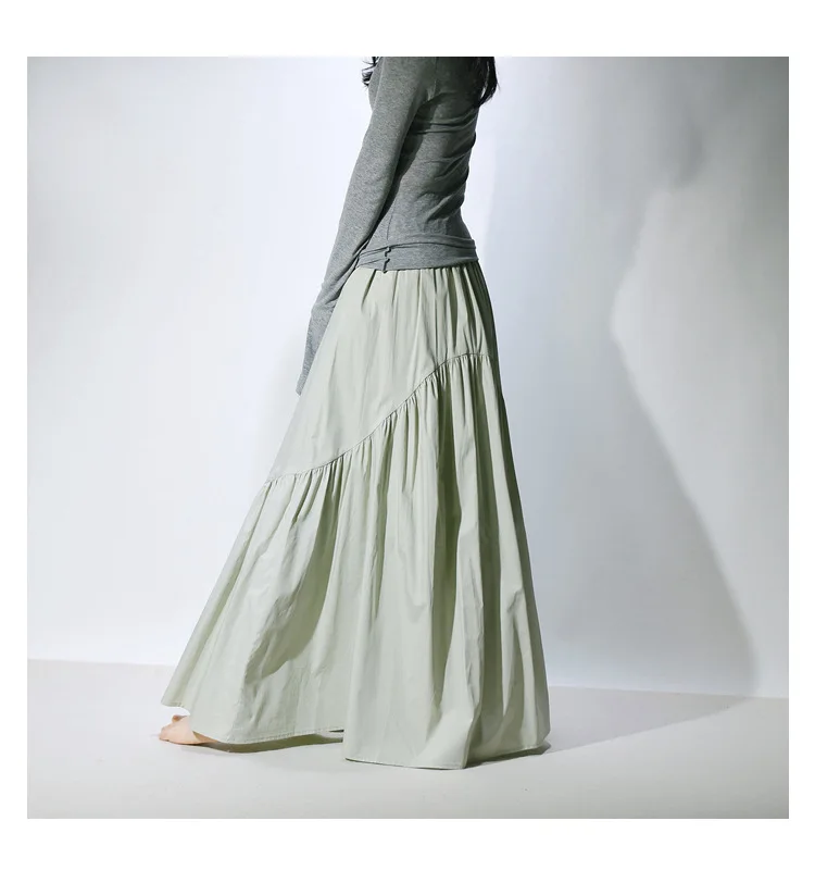 Real Photo Good Quality Women Summer Cotton Elegant White Long Skirts High Waist A-Line Boho Maxi Skirts Faldas Femme Streetwear