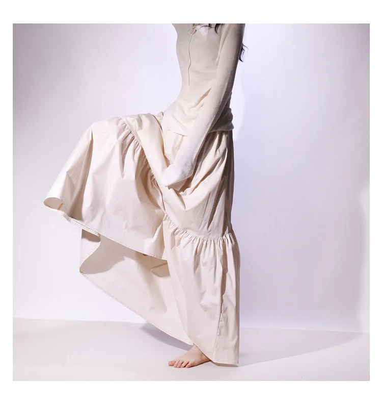 Real Photo Good Quality Women Summer Cotton Elegant White Long Skirts High Waist A-Line Boho Maxi Skirts Faldas Femme Streetwear