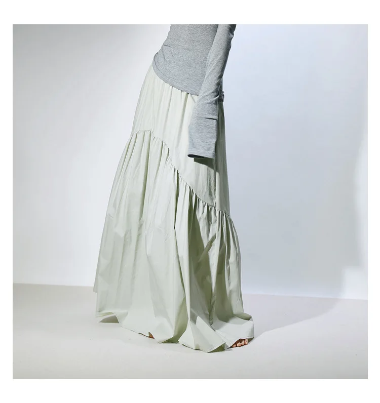 Real Photo Good Quality Women Summer Cotton Elegant White Long Skirts High Waist A-Line Boho Maxi Skirts Faldas Femme Streetwear